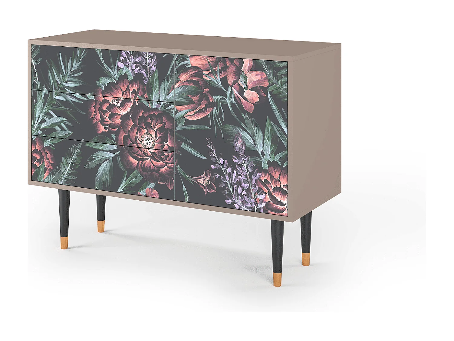 Credenza - 115х84х41 cm - S3 - Dark Peonies, Latte