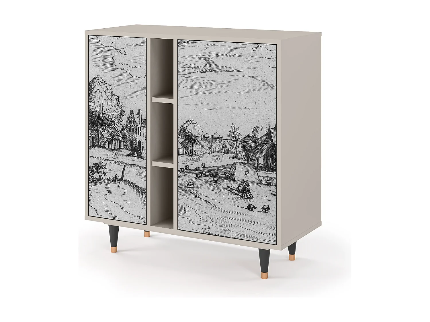 Kredens - 94х96х41 cm - BS5 - Country Village, Piaskowy