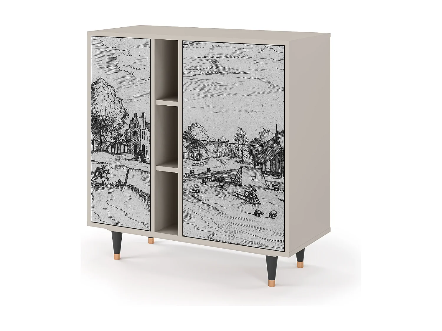 Kredens - 94х96х41 cm - BS5 - Country Village, Piaskowy