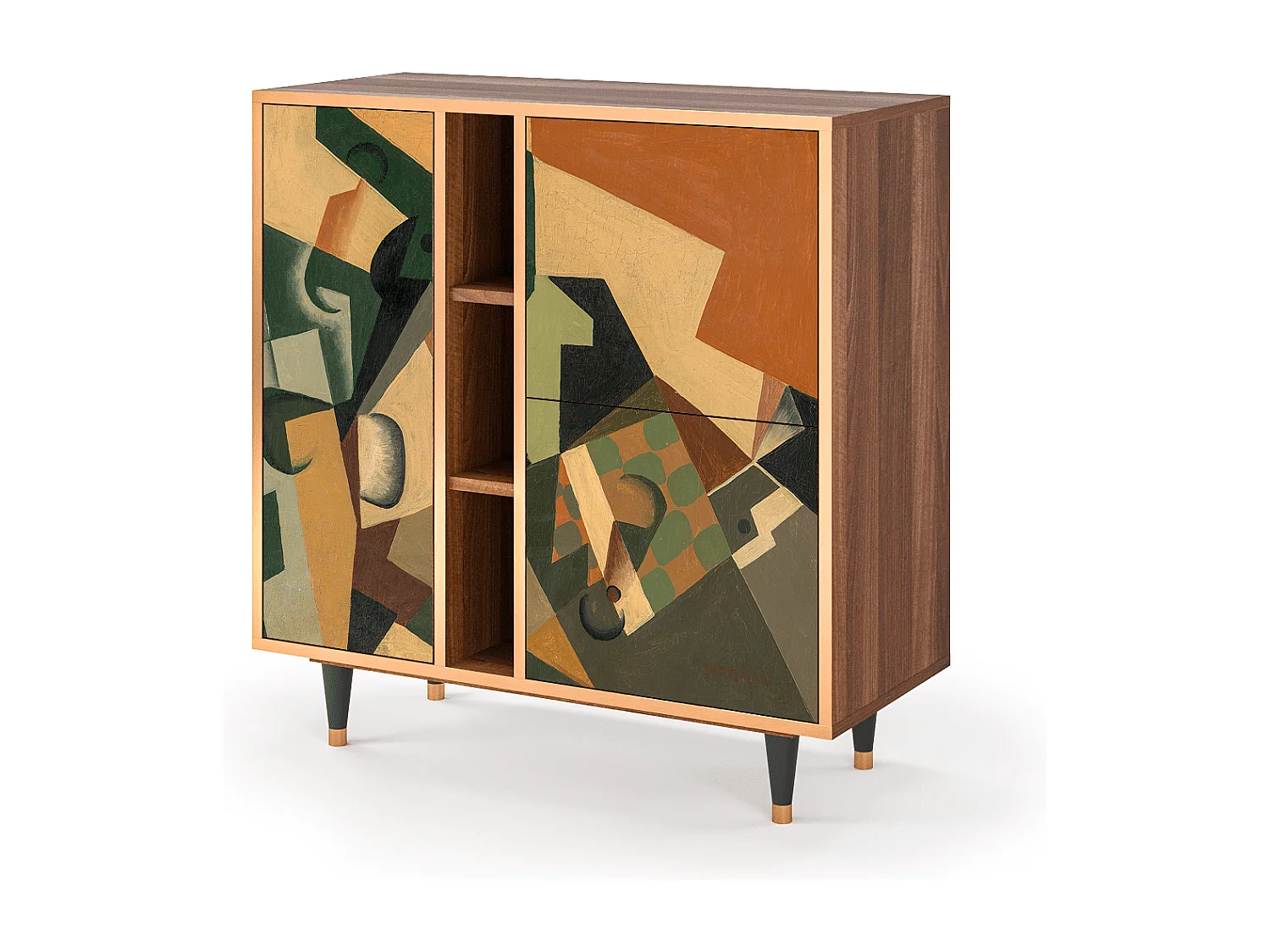 Aparador - 94х96х41 cm - BS5 - Glass and Checkerboard, Nogal