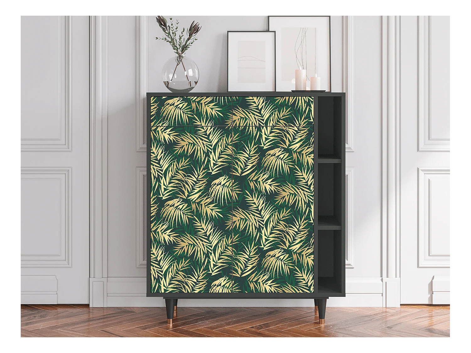 Kredens - 96х110х41 cm - BS6 - Sunny Palm Tree, Antracyt