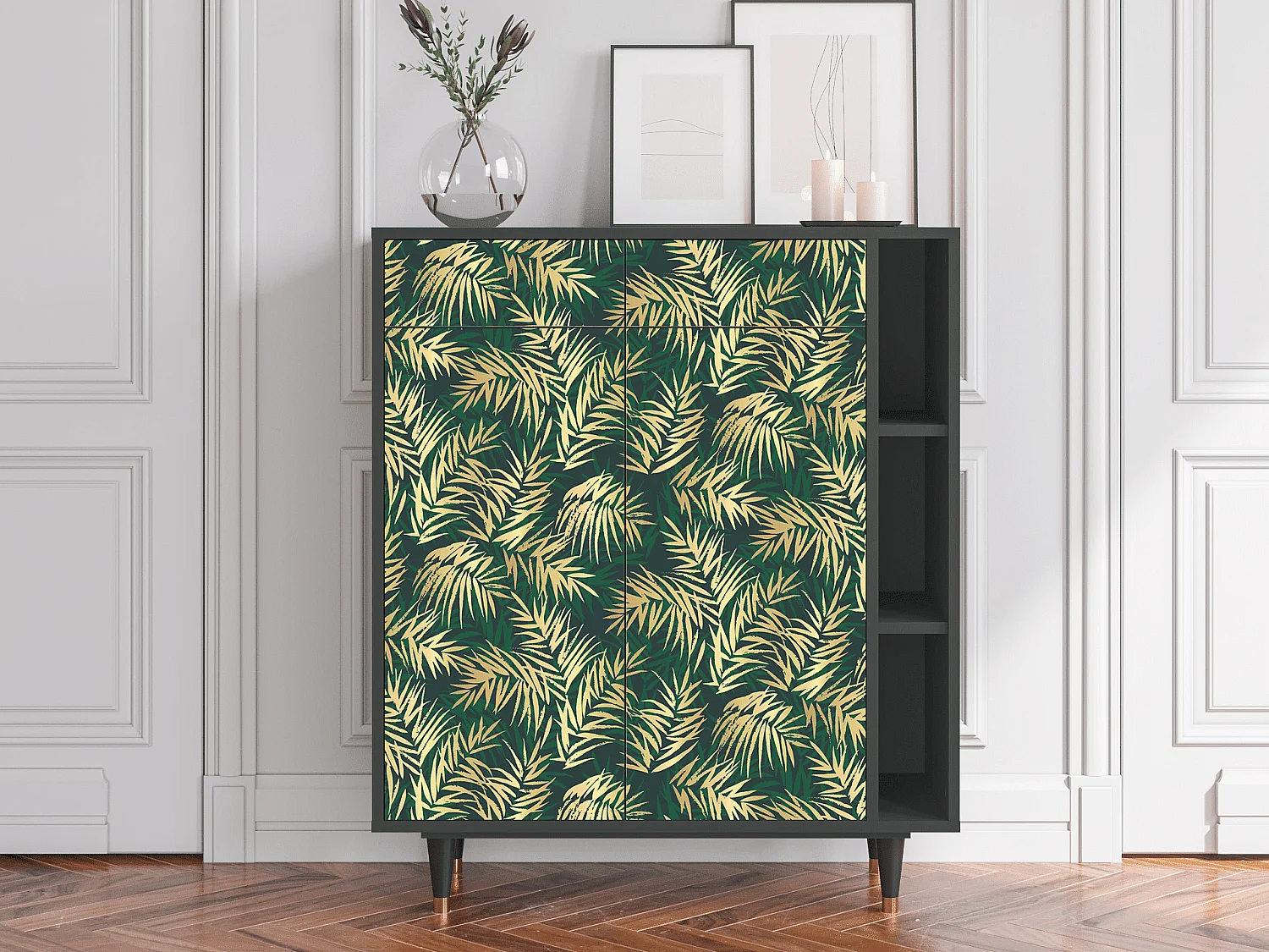 Kredens - 96х110х41 cm - BS6 - Sunny Palm Tree, Antracyt