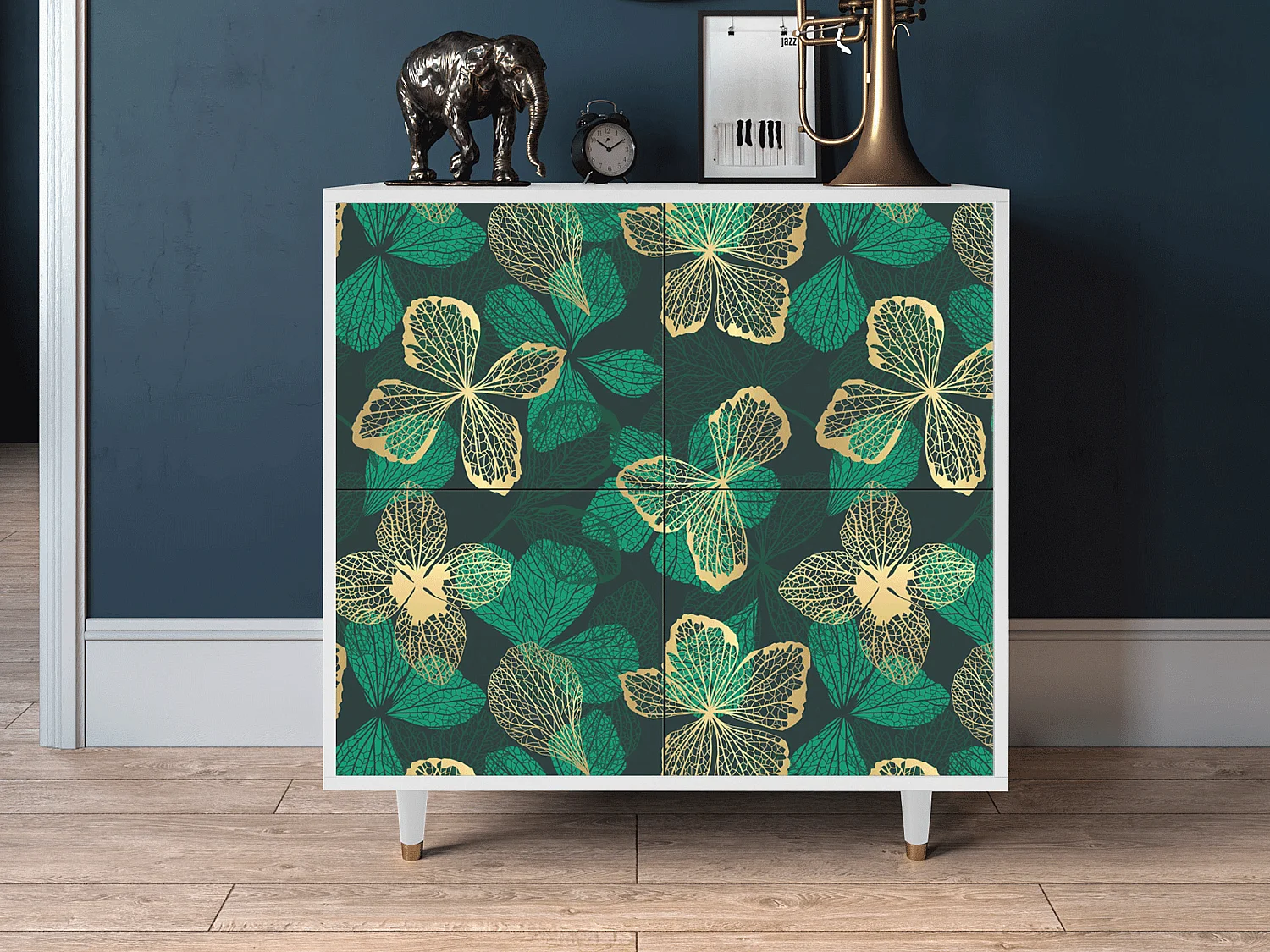 Dressoir - 94x96x48 cm - BS3 - Green Flower, Wit