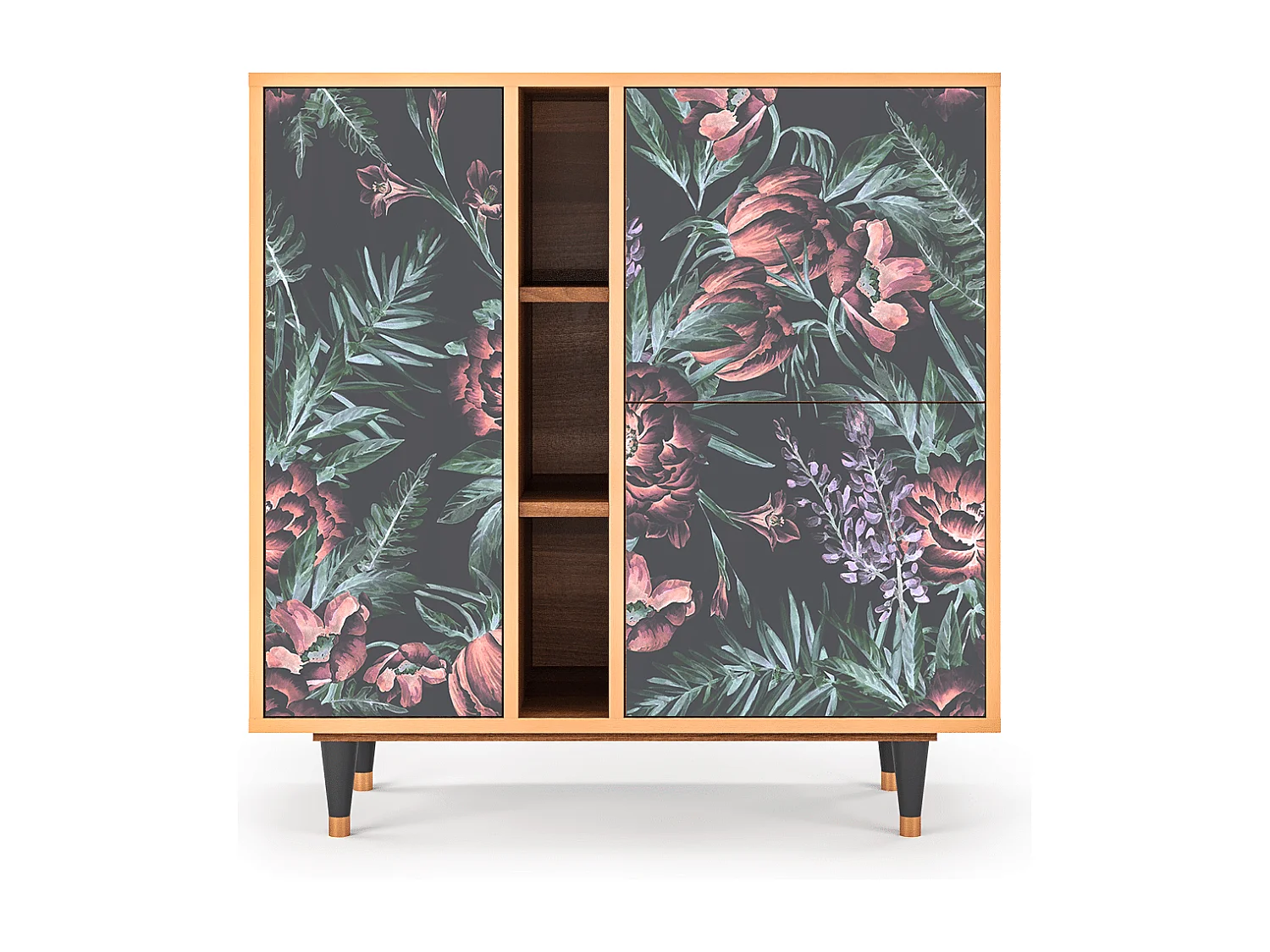 Kredens - 94х96х41 cm - BS5 - Dark Peonies, Orzech