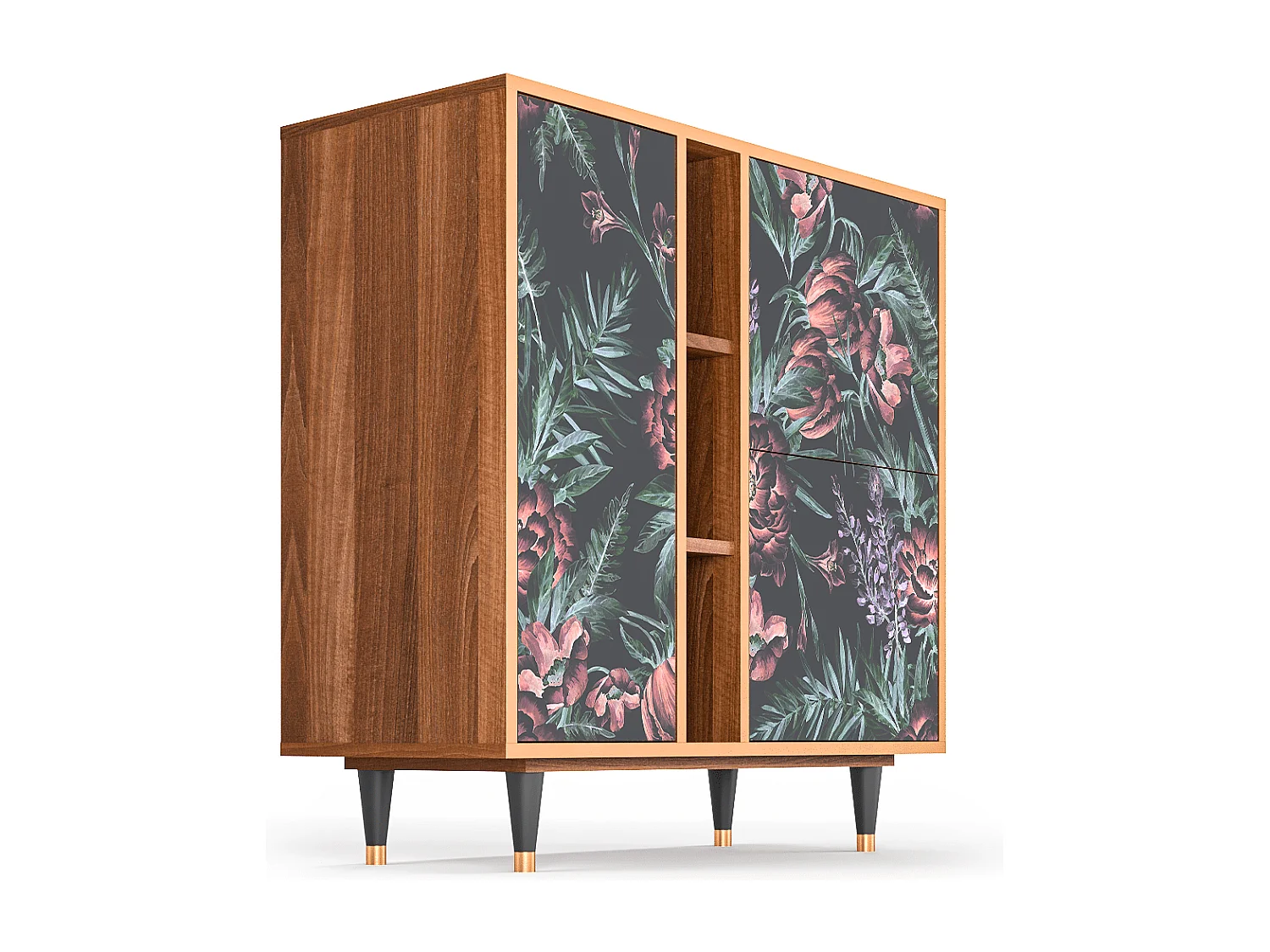Kredens - 94х96х41 cm - BS5 - Dark Peonies, Orzech