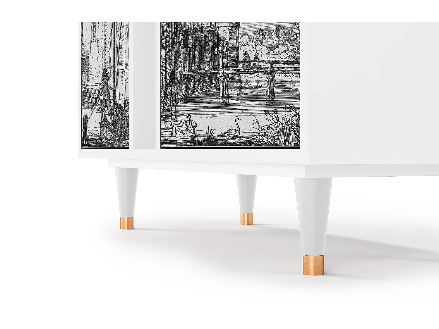 Aparador - 94х96х41 cm - BS5 - Castle with Bridge, Blanco