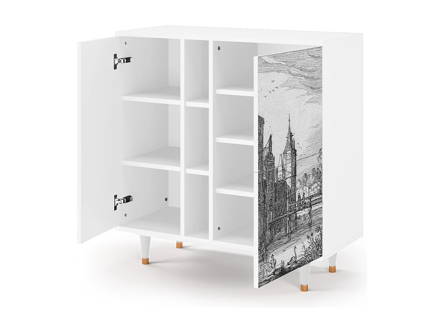 Buffet - 94х96х41 cm - BS5 - Castle with Bridge, Blanc