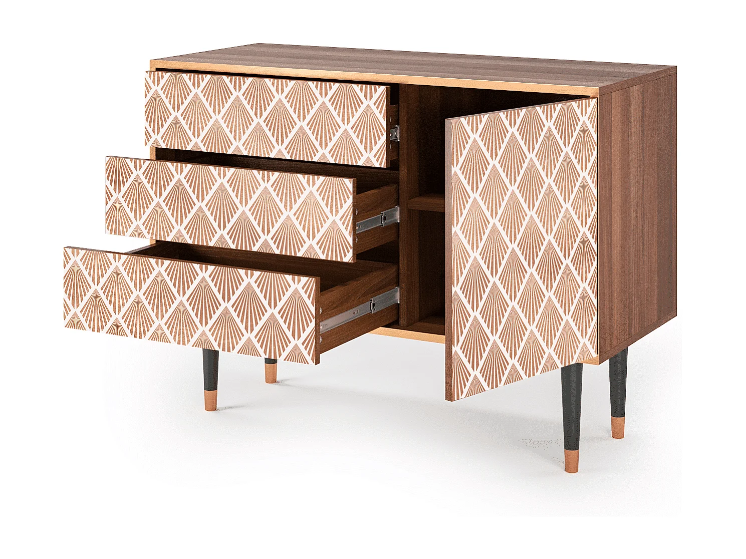 Kredens - 115х84х41 cm - S3 - Pastel Sunrise, Orzech