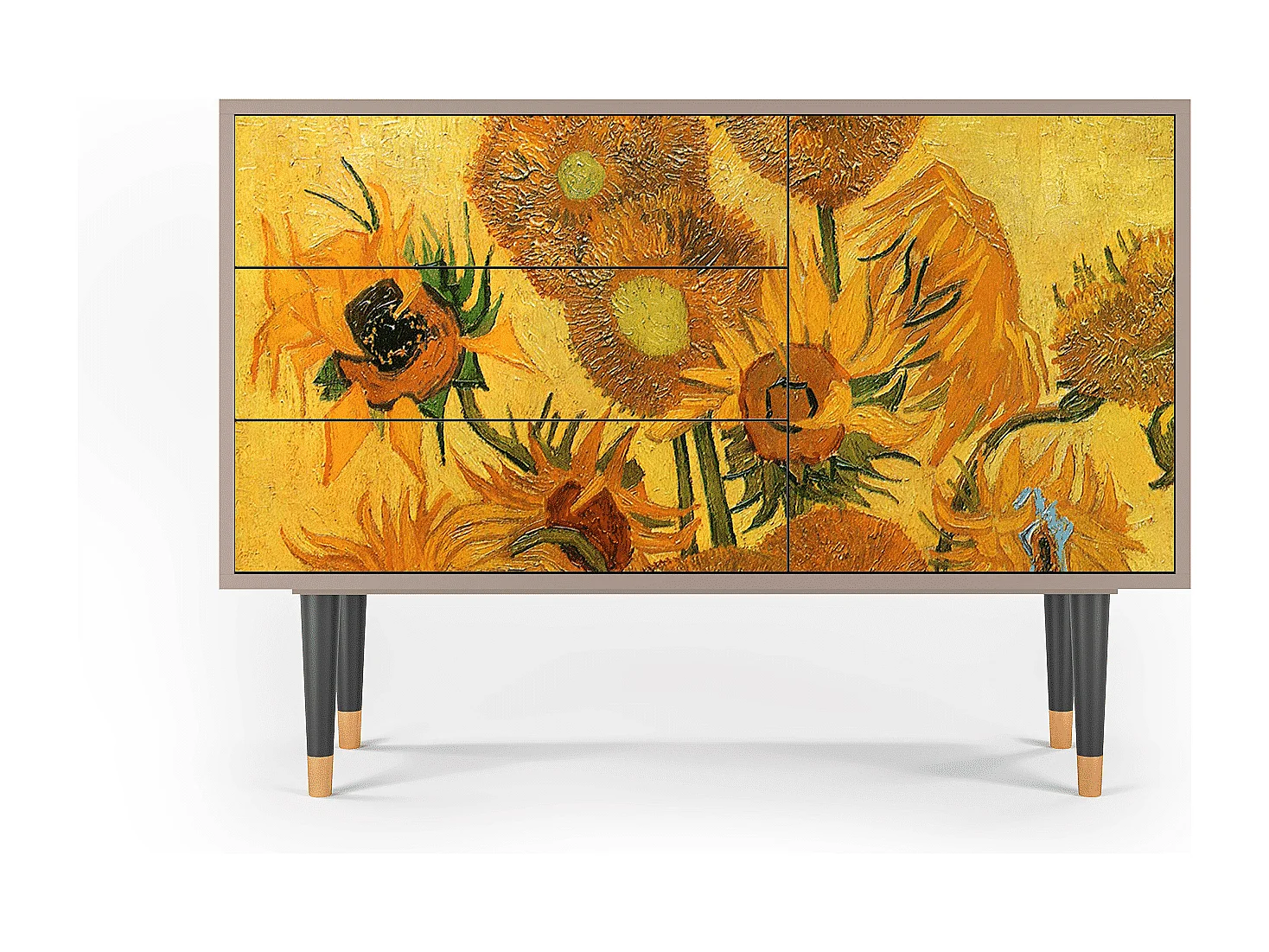 Kredens - 115х84х41 cm - S3 - Sunflowers, Latte