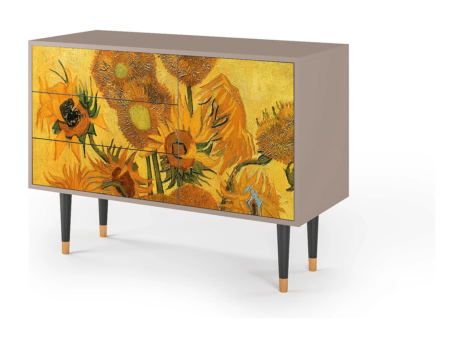 Kredens - 115х84х41 cm - S3 - Sunflowers, Latte