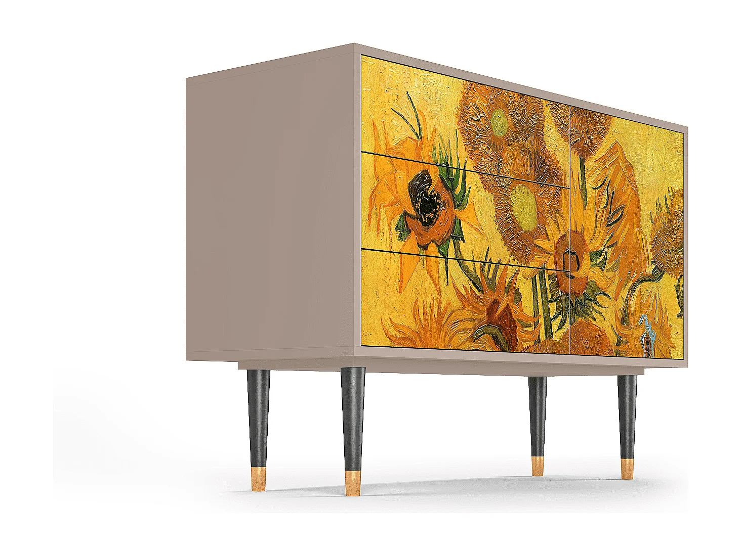 Kredens - 115х84х41 cm - S3 - Sunflowers, Latte