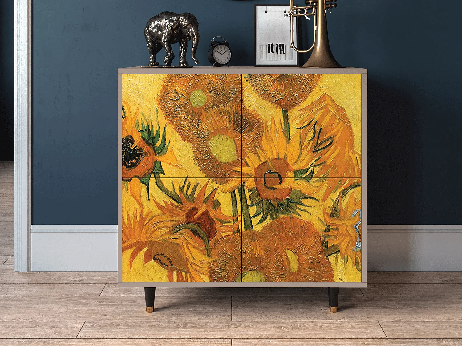 Credenza - 94x96x48 cm - BS3 - Sunflowers, Latte