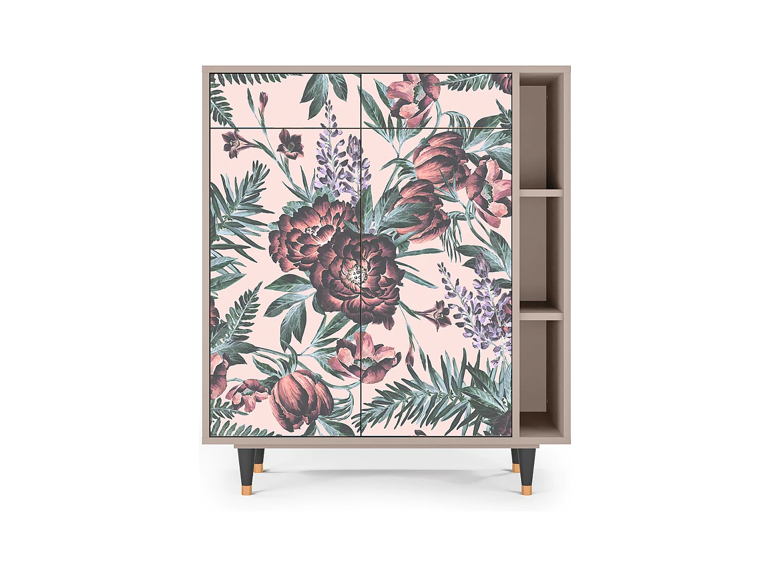 Kredens - 96х110х41 cm - BS6 - Peach Peonies, Latte