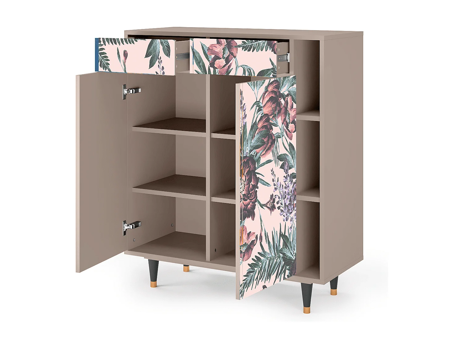 Kredens - 96х110х41 cm - BS6 - Peach Peonies, Latte