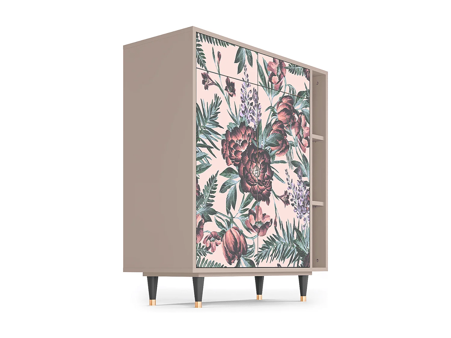 Kredens - 96х110х41 cm - BS6 - Peach Peonies, Latte