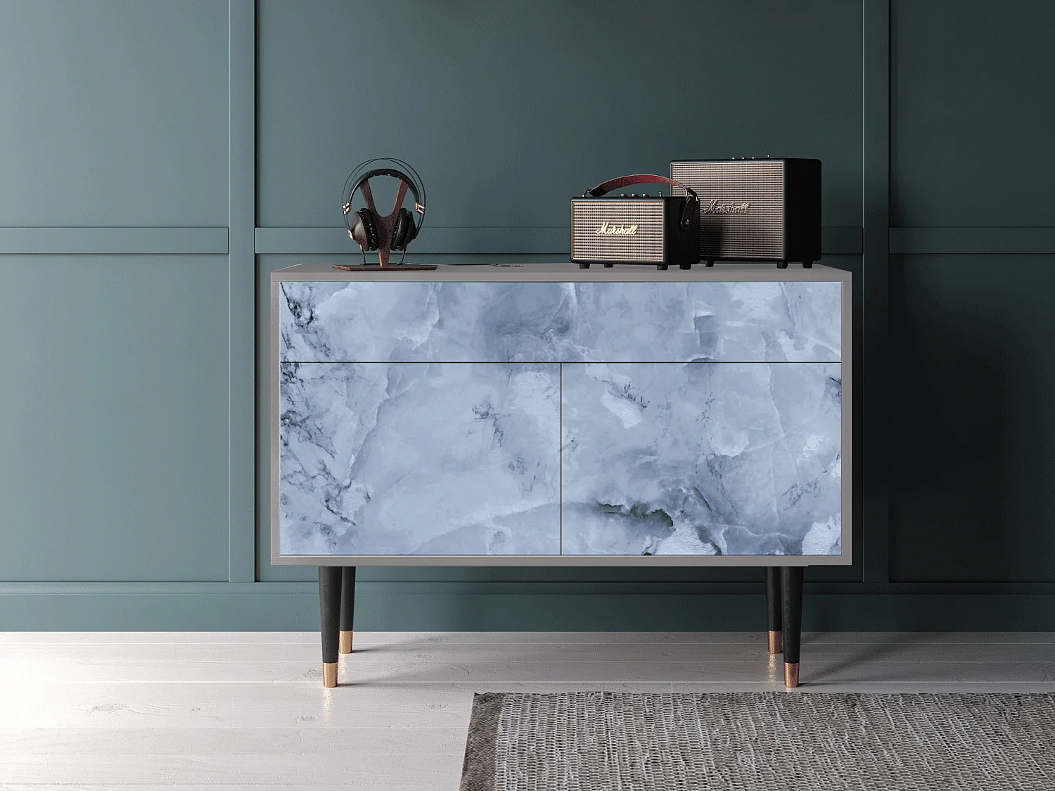 Kredens - 115x85x48 cm - BS4 - Feather Ice, Szary