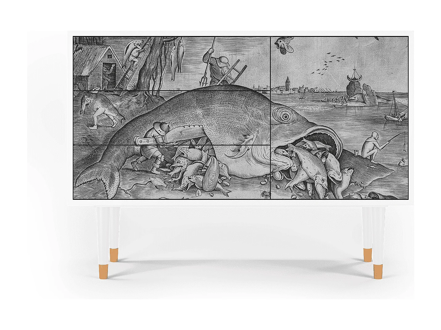 Kredens - 115х84х41 cm - S3 - Big Fish Eat Little, Biały