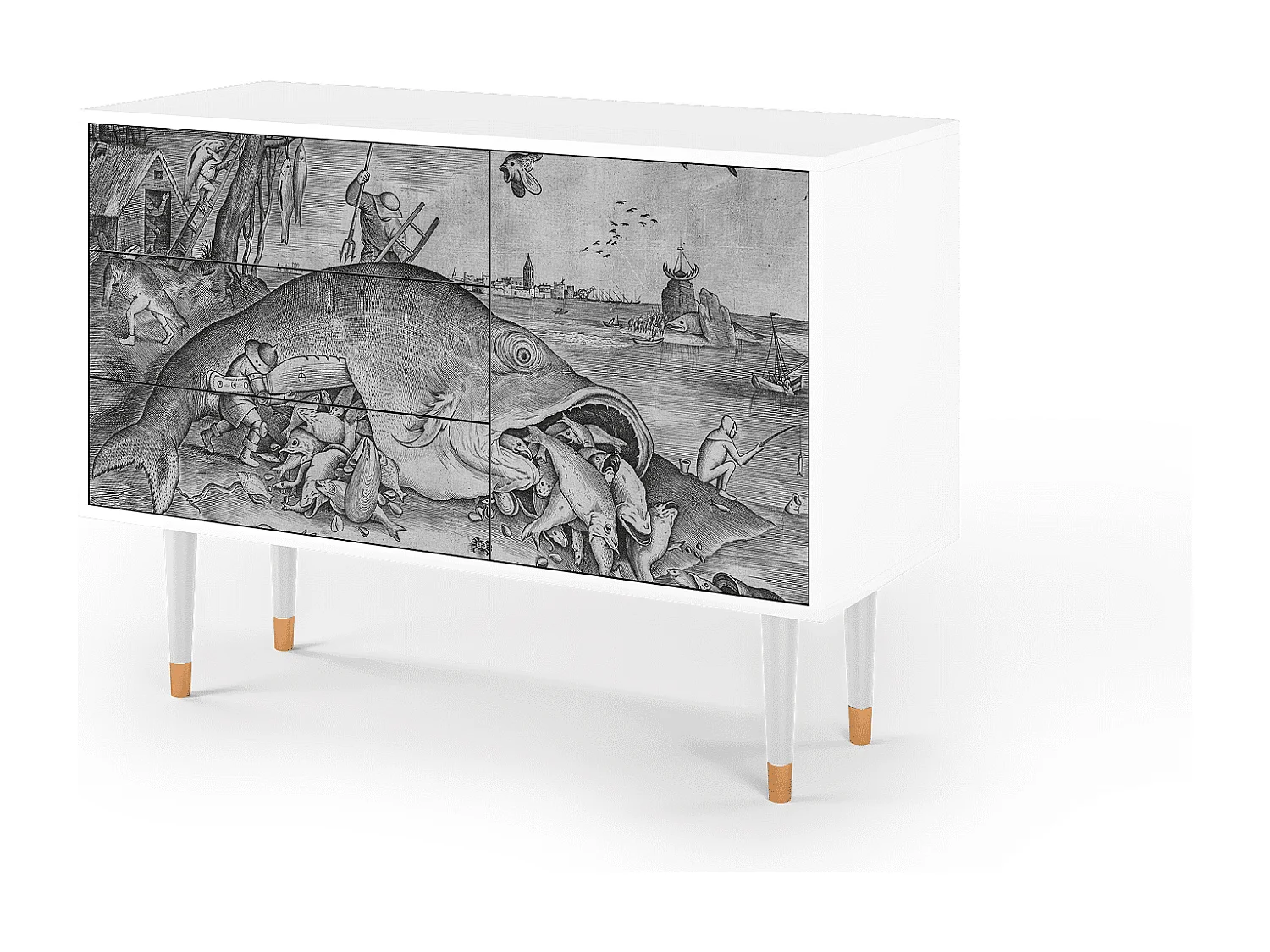 Kredens - 115х84х41 cm - S3 - Big Fish Eat Little, Biały