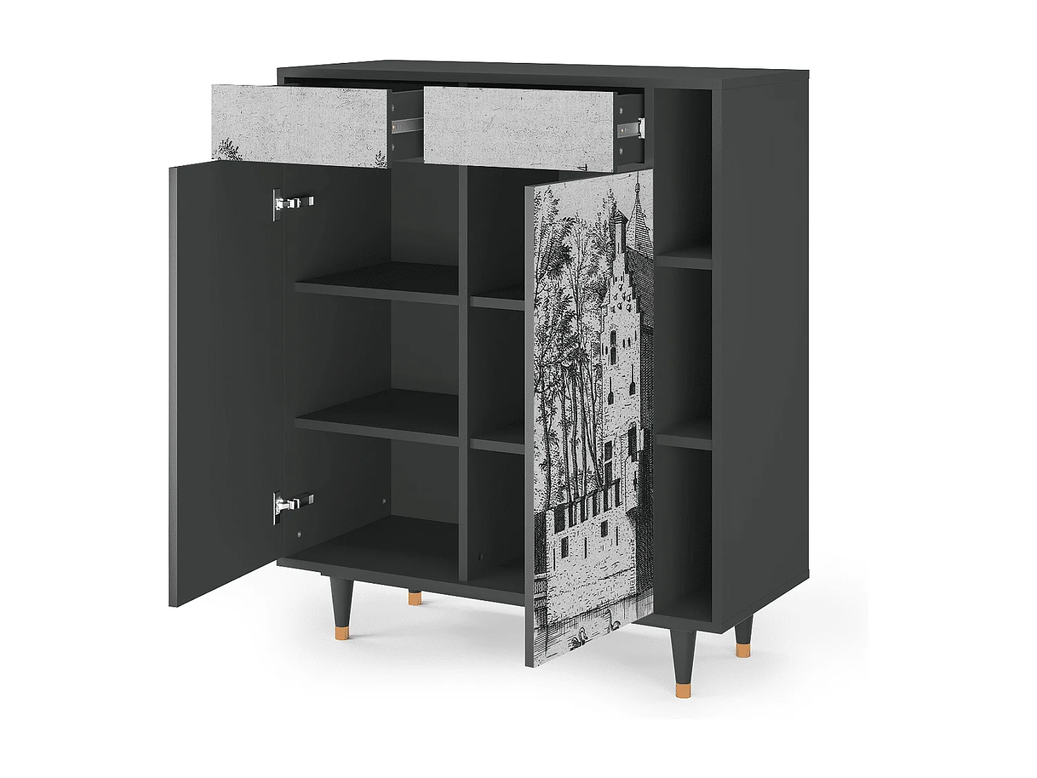 Kredens - 96х110х41 cm - BS6 - Castle by Breugel, Antracyt