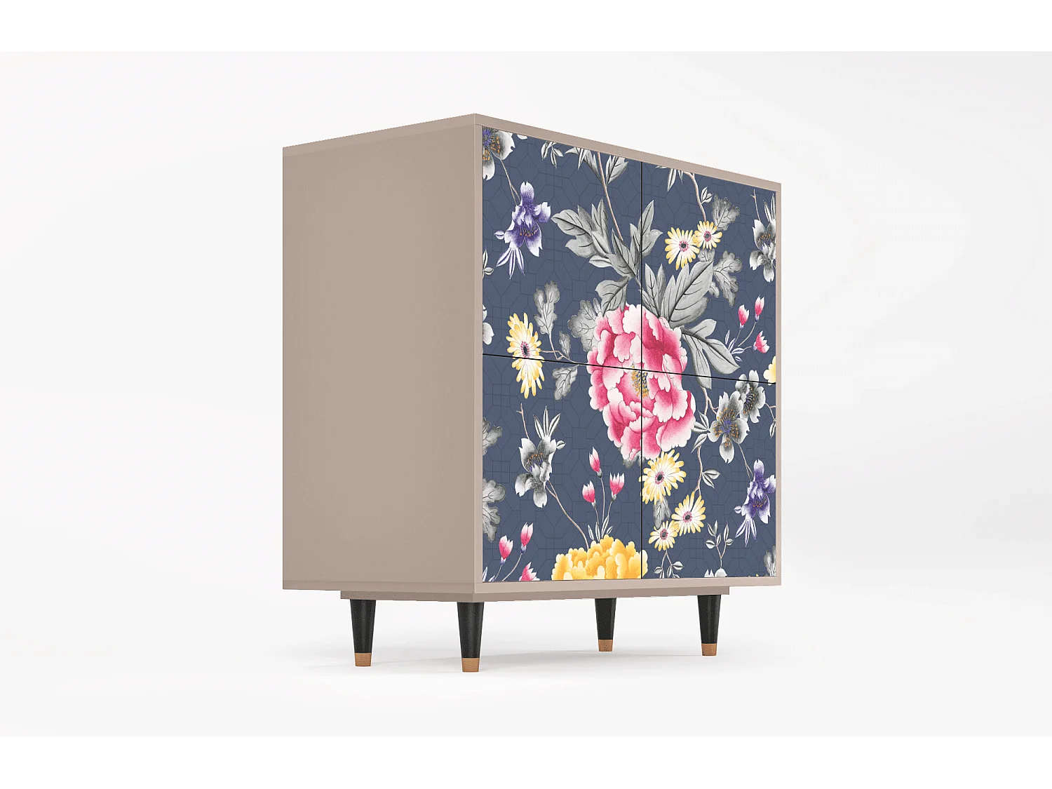 Kredens - 94x96x48 cm - BS3 - Dark Flower Bed, Latte