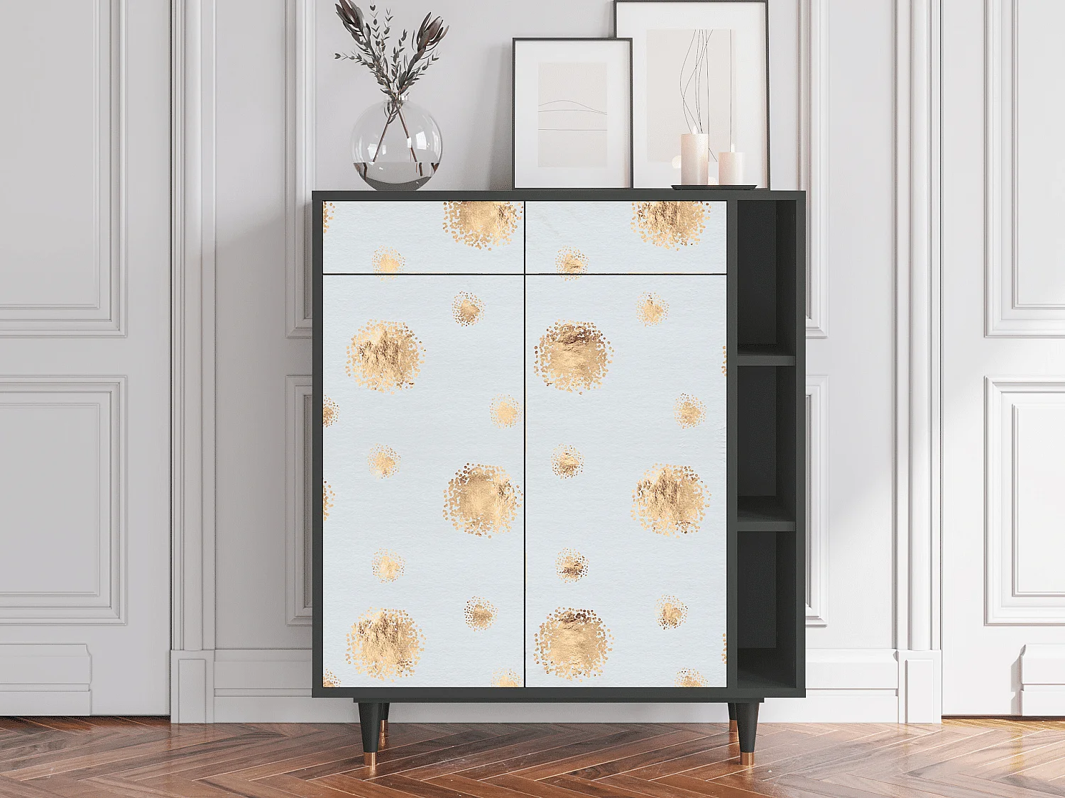 Dressoir - 96х110х41 cm - BS6 - Sky Latte, Antraciet