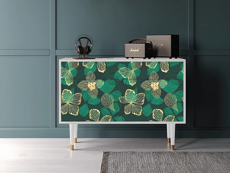 Buffet - 115x85x48 cm - BS4 - Green Flower, Blanc