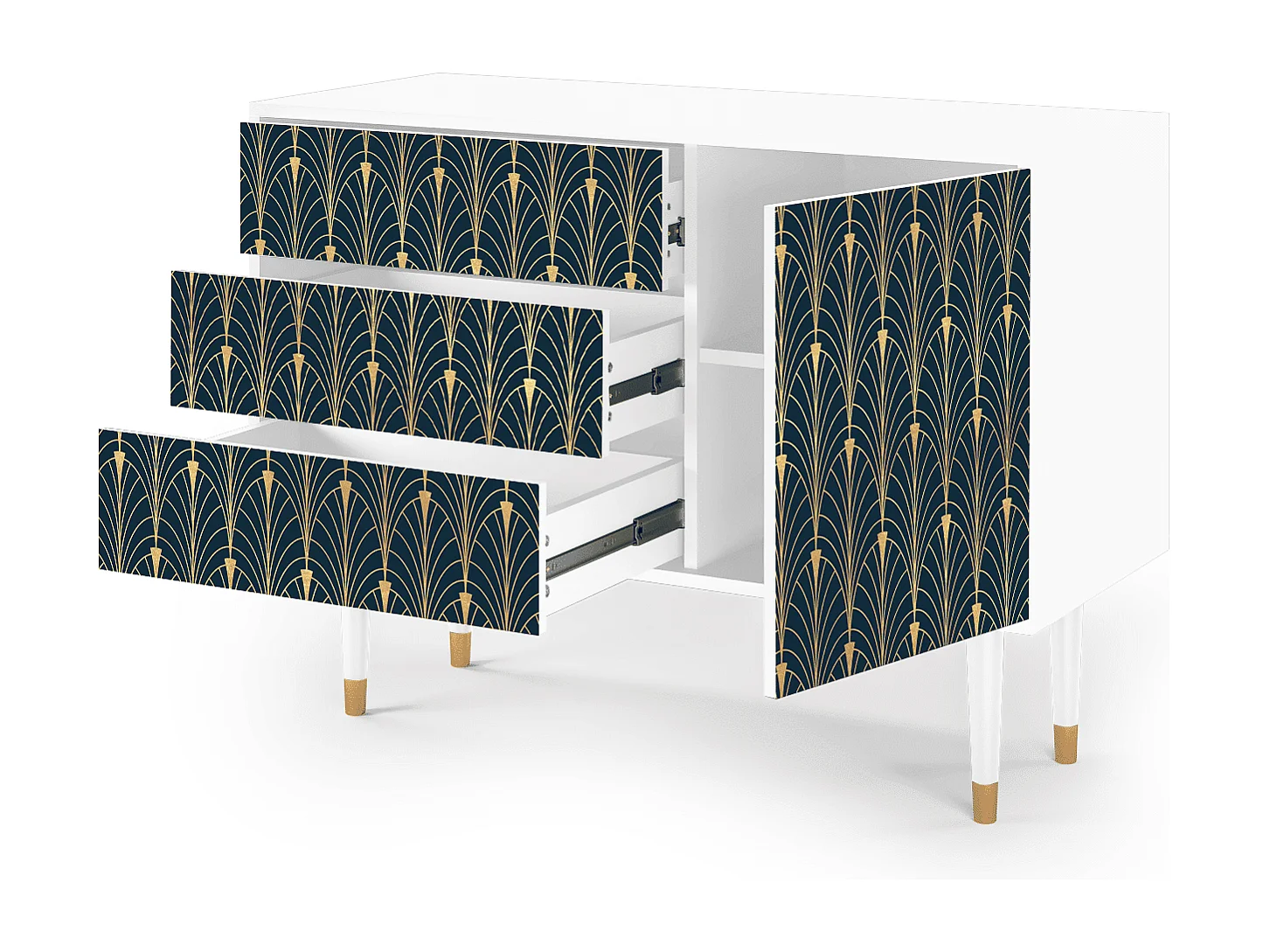 Kredens - 115х84х41 cm - S3 - Flower of the Nile, Biały