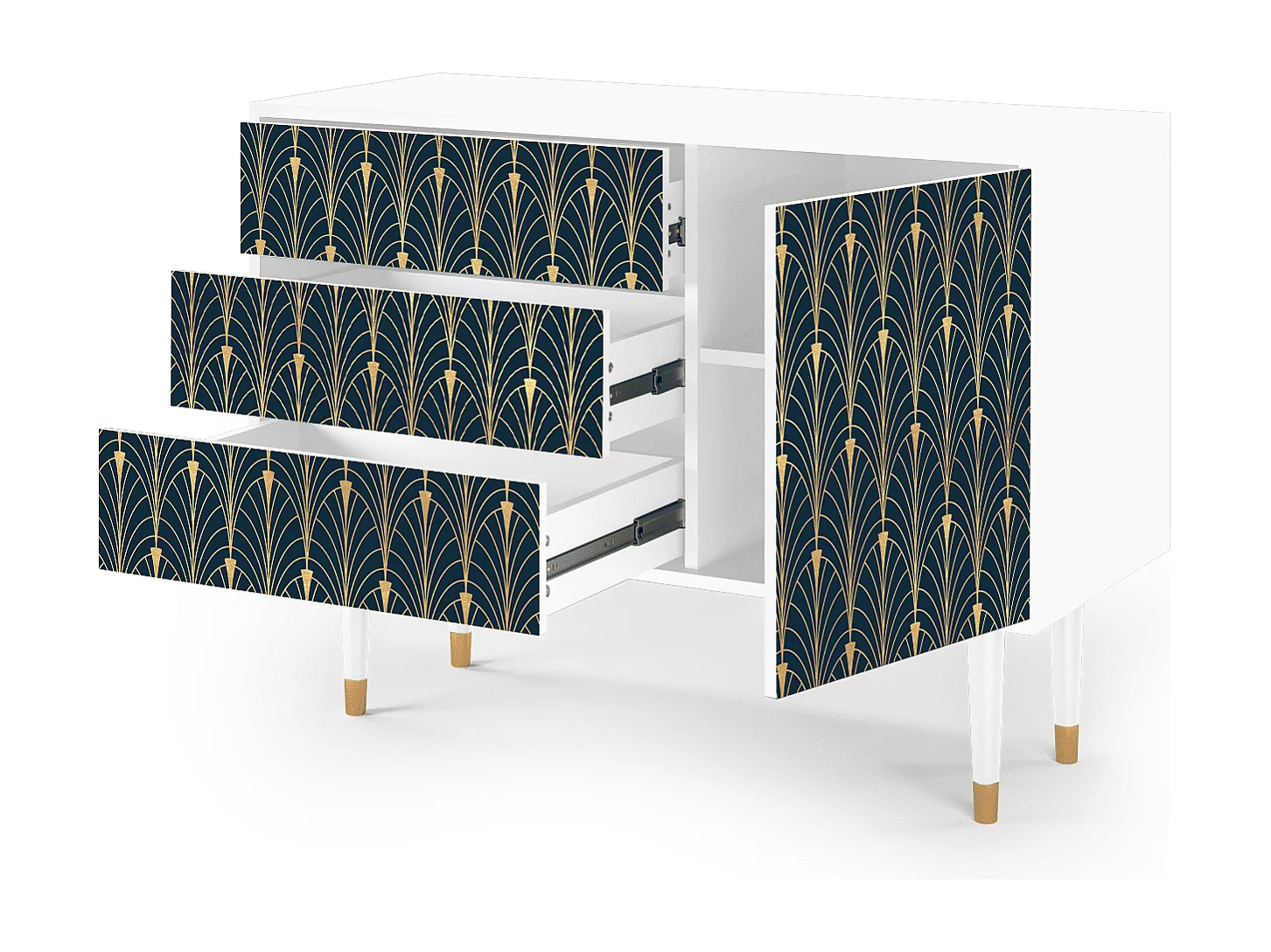 Kredens - 115х84х41 cm - S3 - Flower of the Nile, Biały