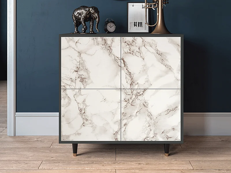 Sideboard - 94x96x48 cm - BS3 - Milk Marble, Anthrazit