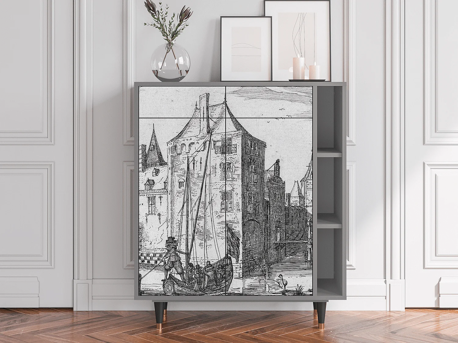 Buffet - 96х110х41 cm - BS6 - Castle with Bridge, Gris