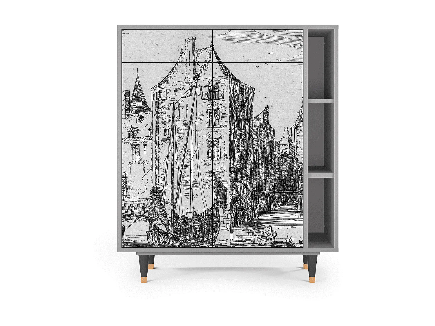 Buffet - 96х110х41 cm - BS6 - Castle with Bridge, Gris