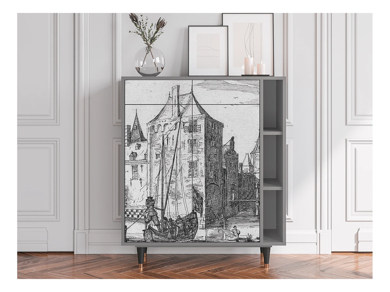 Buffet - 96х110х41 cm - BS6 - Castle with Bridge, Gris