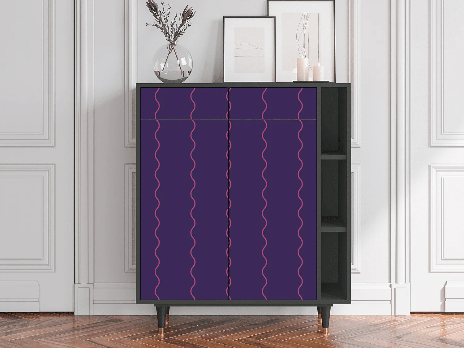 Kredens - 96х110х41 cm - BS6 - Grape Maccaroni, Antracyt