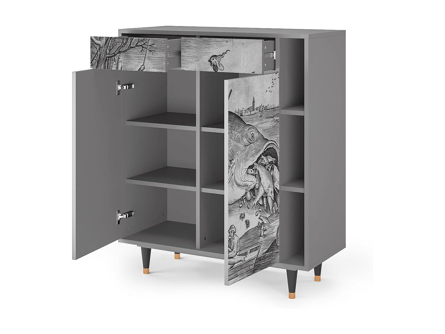 Sideboard - 96х110х41 cm - BS6 - Big Fish Eat Little, Grau