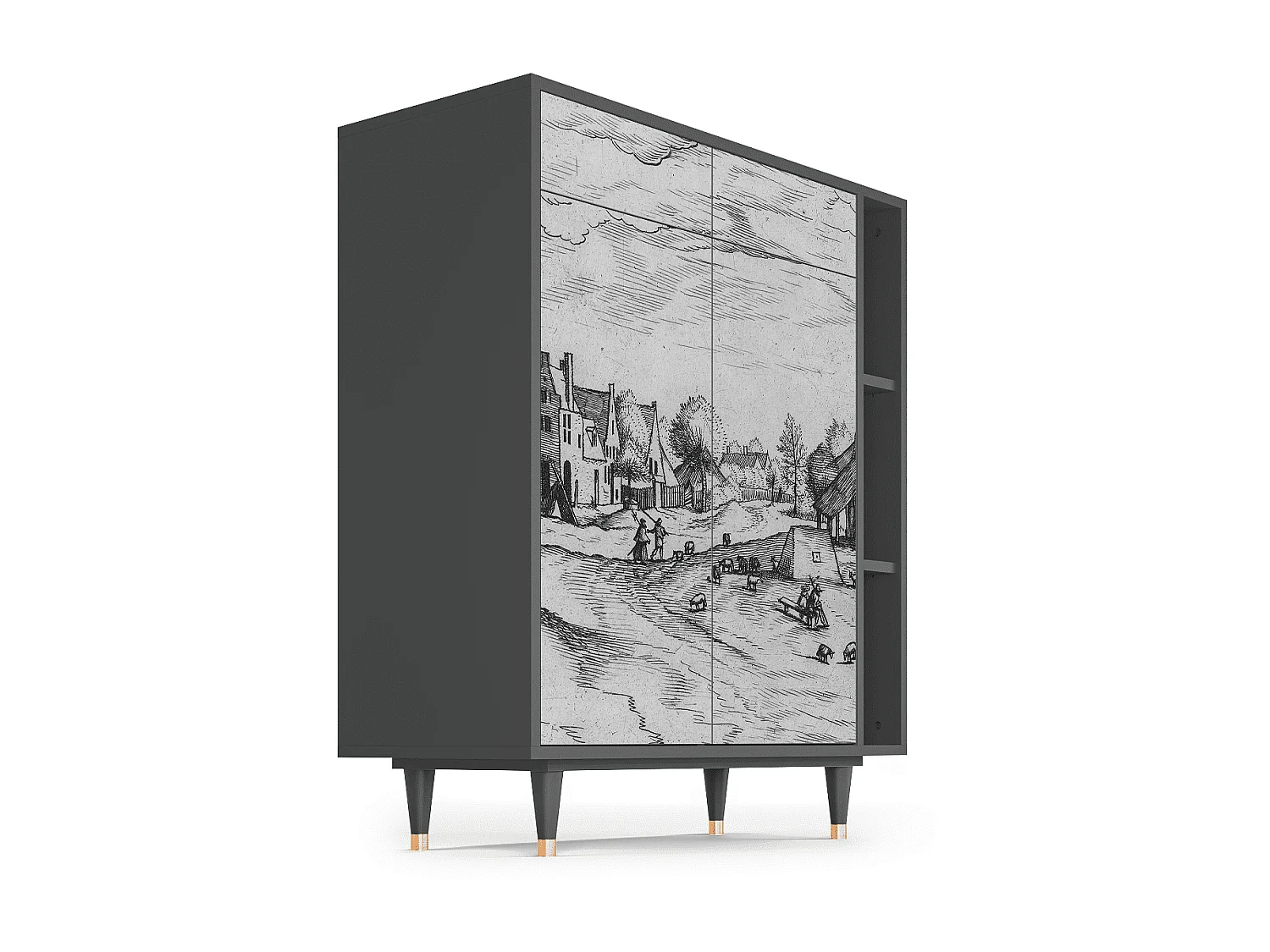 Sideboard - 96х110х41 cm - BS6 - Country Village, Anthrazit