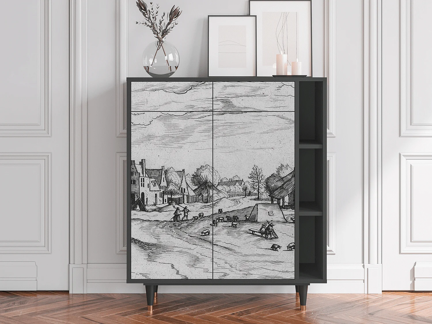 Credenza - 96х110х41 cm - BS6 - Country Village, Antracite
