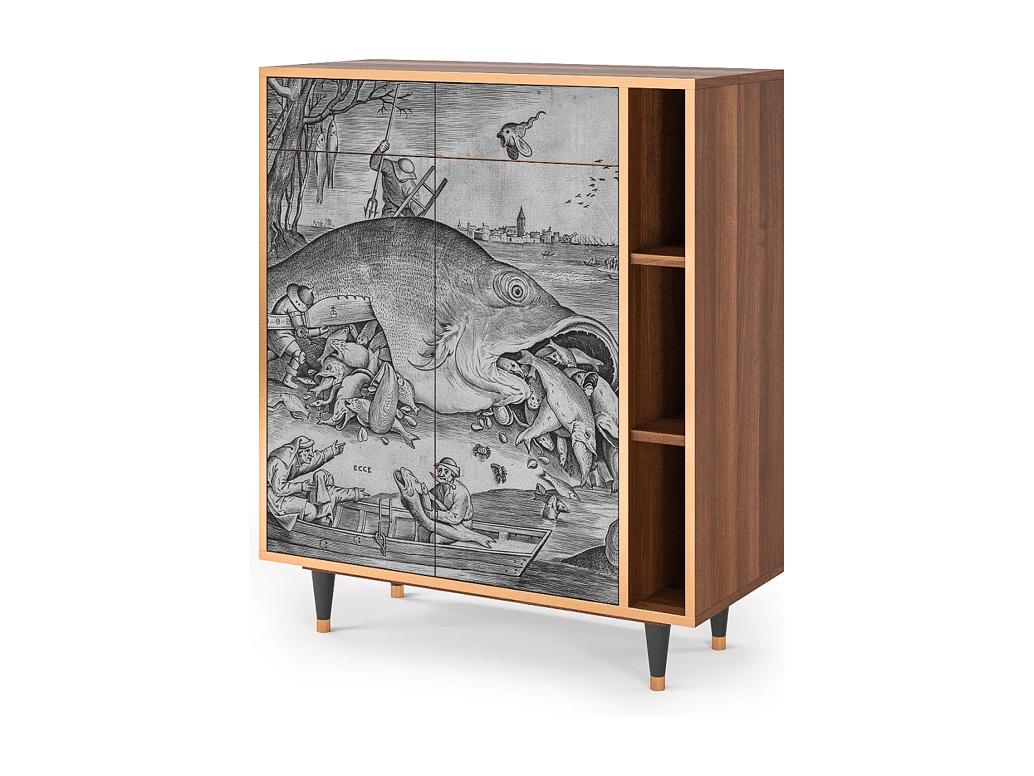 Buffet - 96х110х41 cm - BS6 - Big Fish Eat Little, Noyer