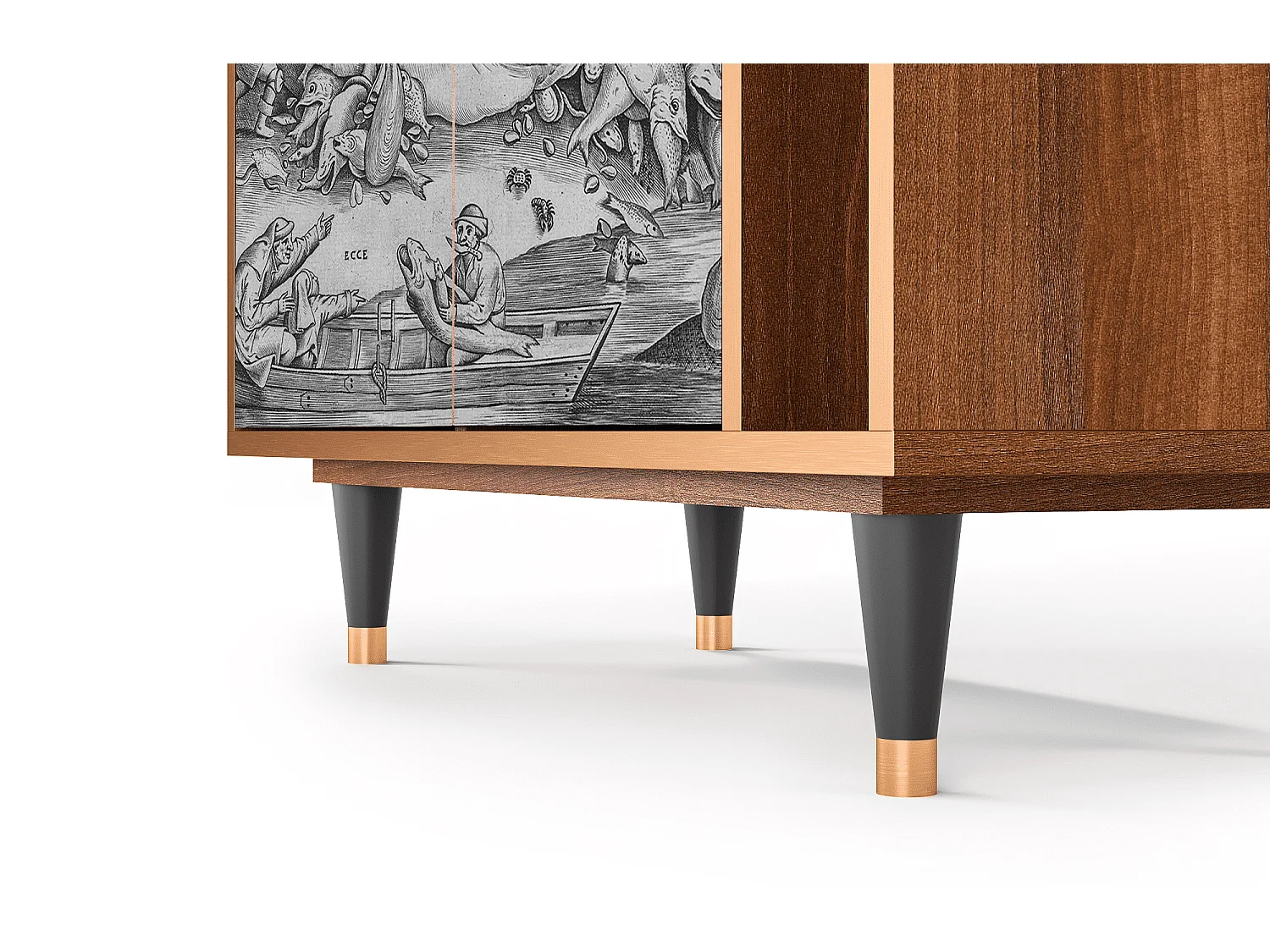 Kredens - 96х110х41 cm - BS6 - Big Fish Eat Little, Orzech