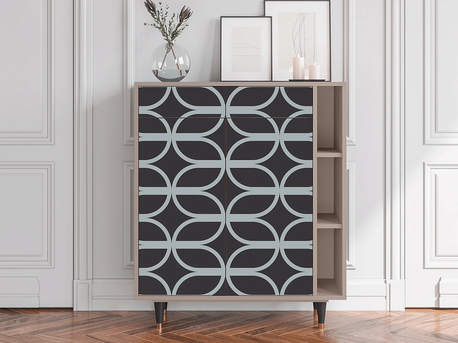 Credenza - 96х110х41 cm - BS6 - Braided Blue, Latte