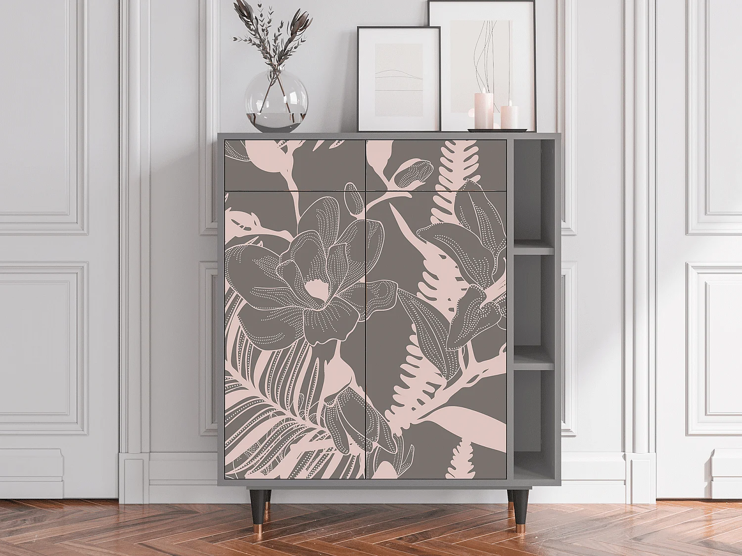 Buffet - 96х110х41 cm - BS6 - Issabelline Flower, Gris