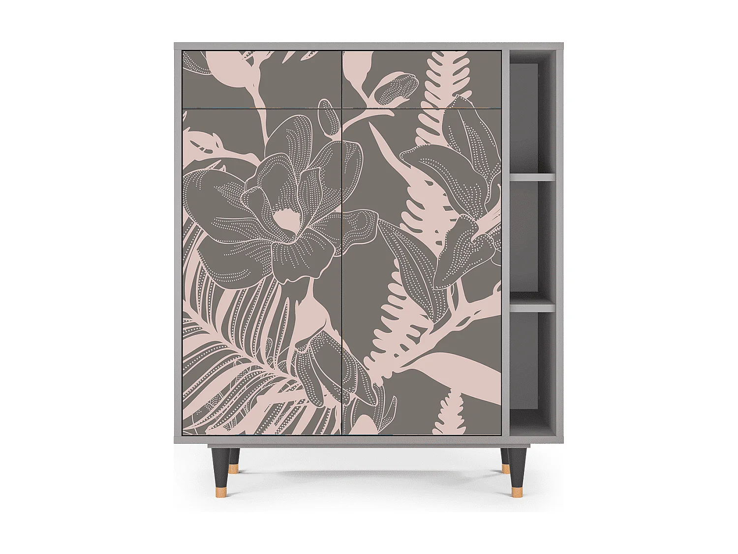 Kredens - 96х110х41 cm - BS6 - Issabelline Flower, Szary