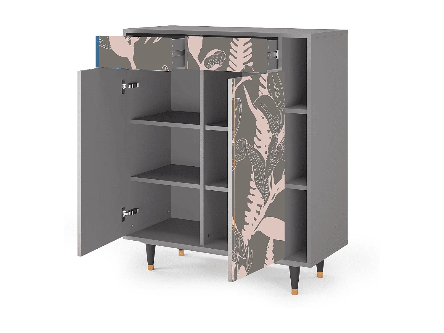 Kredens - 96х110х41 cm - BS6 - Issabelline Flower, Szary