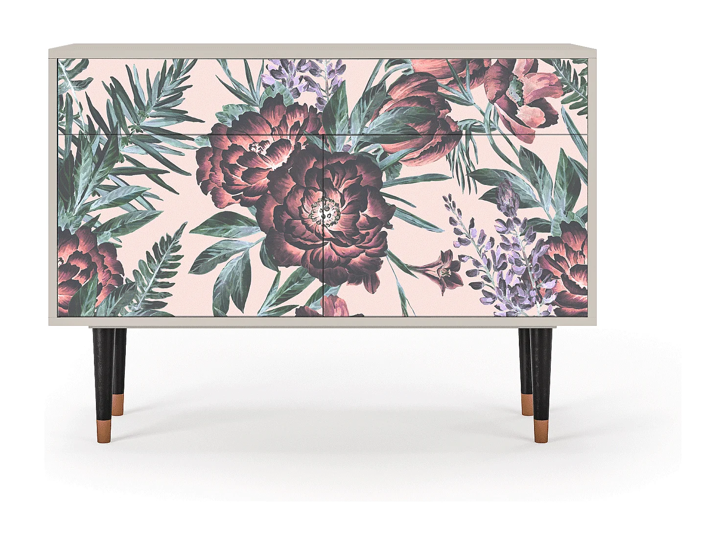 Kredens - 115x85x48 cm - BS4 - Peach Peonies, Piaskowy