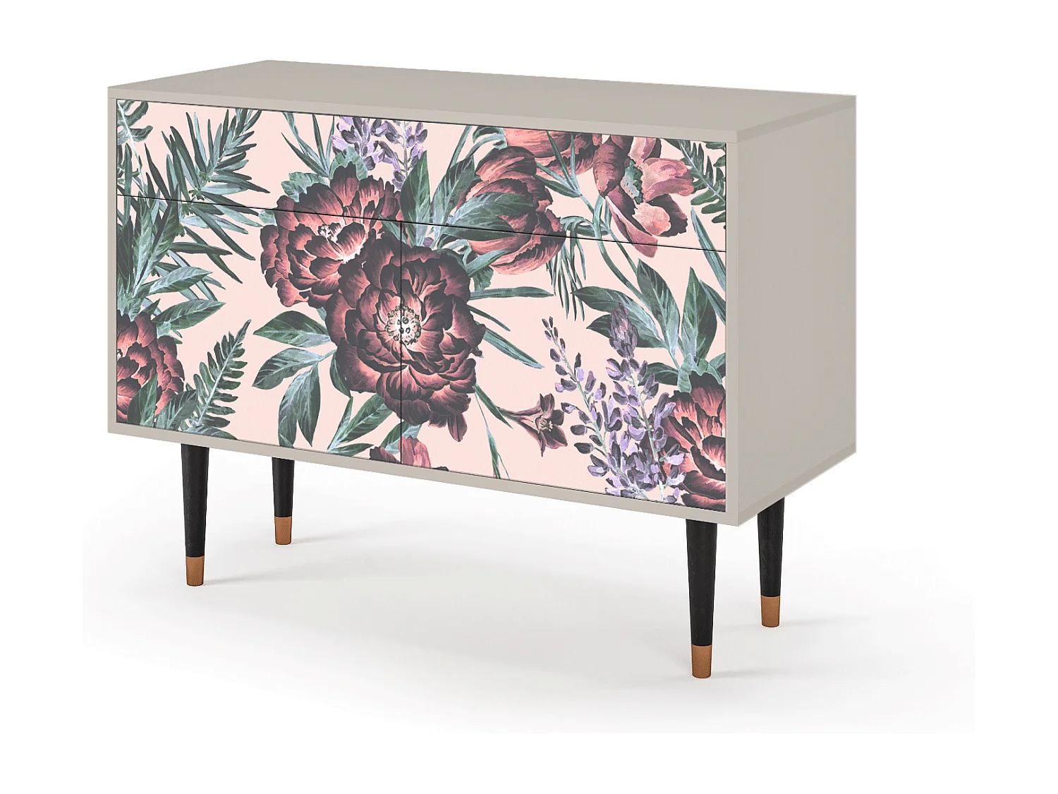 Kredens - 115x85x48 cm - BS4 - Peach Peonies, Piaskowy