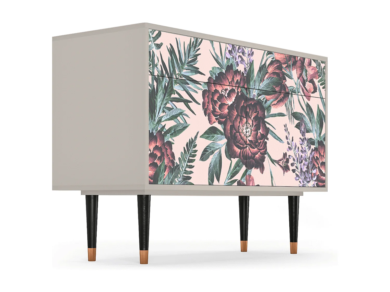 Kredens - 115x85x48 cm - BS4 - Peach Peonies, Piaskowy