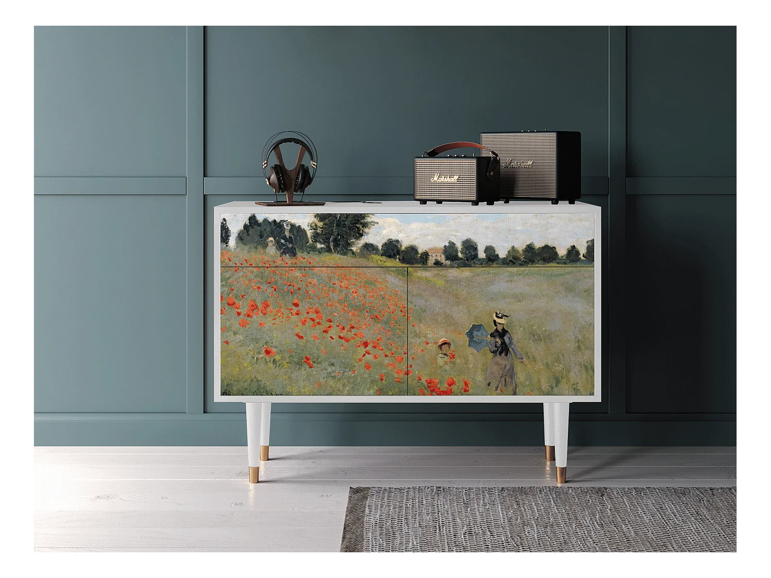 Buffet - 115x85x48 cm - BS4 - The Poppy Field   , Blanc