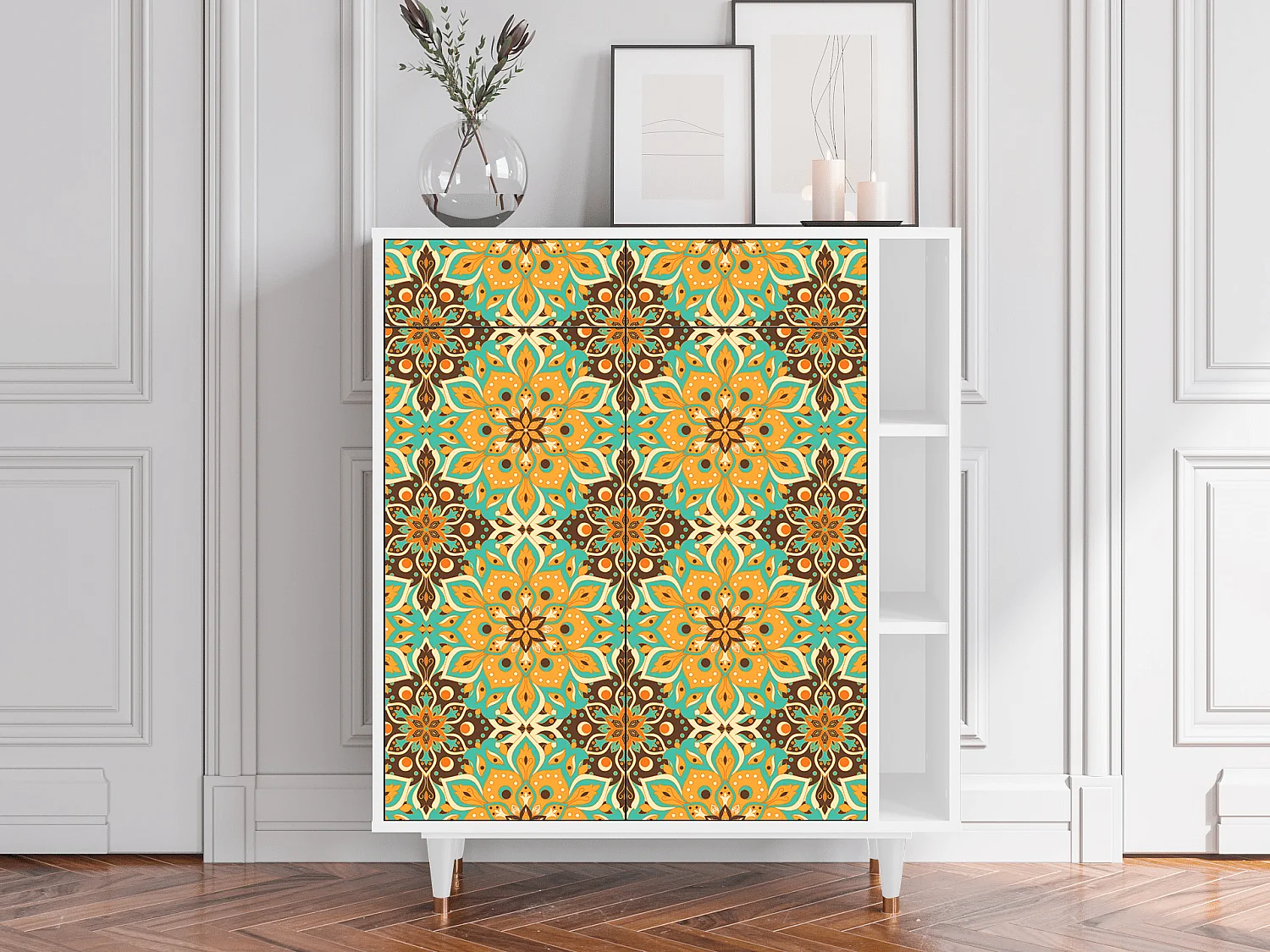 Kredens - 96х110х41 cm - BS6 - Indian Spices, Biały