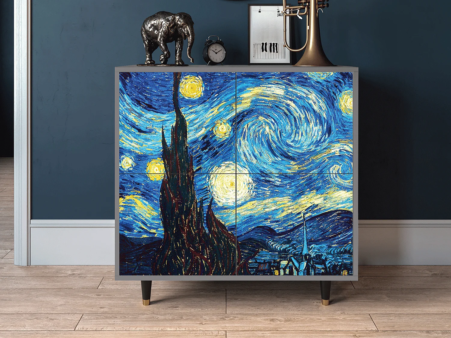 Credenza - 94x96x48 cm - BS3 - The Starry Night  , Grigio