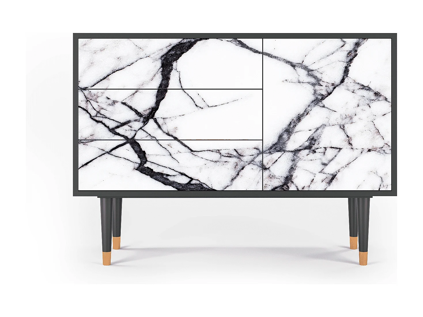 Kredens - 115х84х41 cm - S3 - Raven Marble, Antracyt