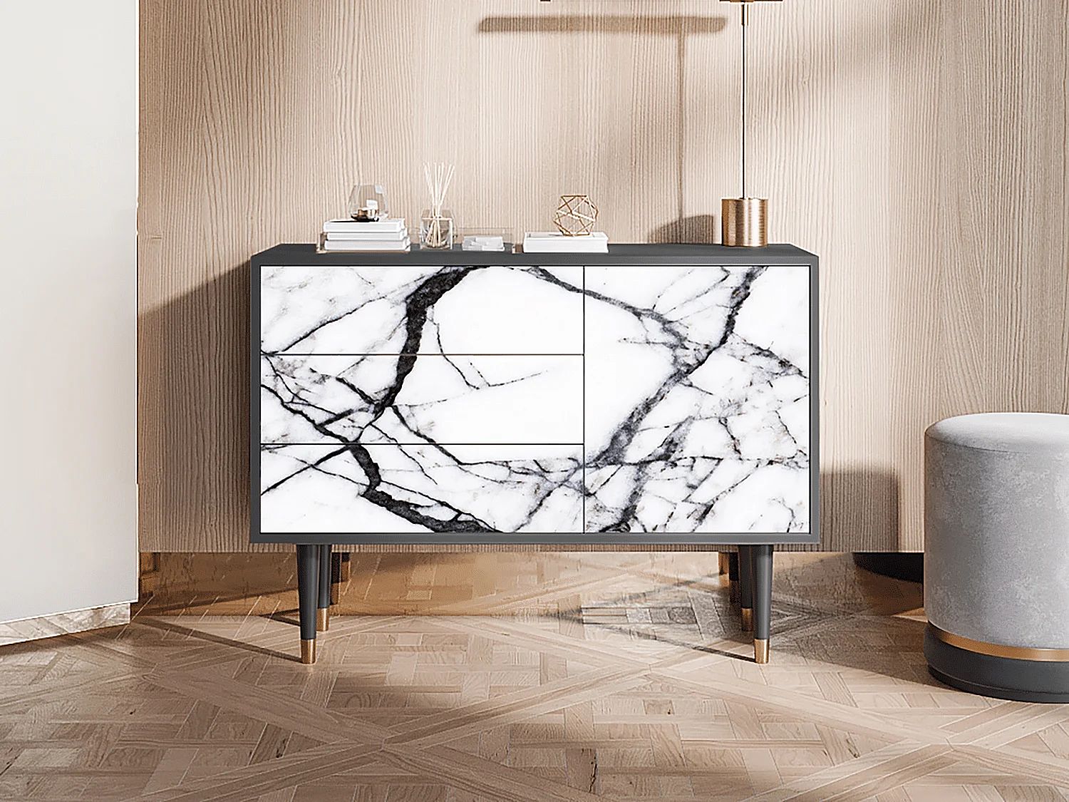Buffet - 115х84х41 cm - S3 - Raven Marble, Anthracite